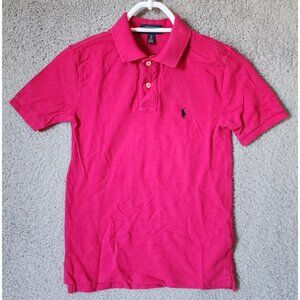 POLO Ralph Lauren Pink with Navy Blue Pony Logo Polo Shirt Youth Size Small